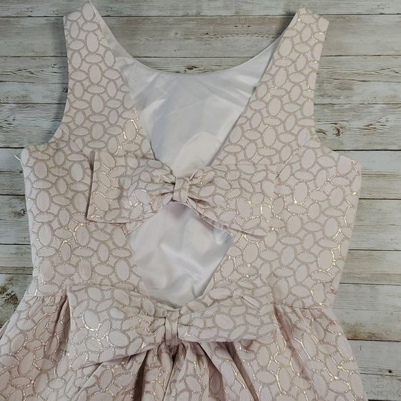 ERIN by Erin Fetherston Josette Dress in White & Gold Open Long Bow‎ Back Size 4 - Picture 7 of 8